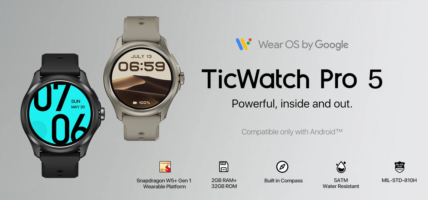 TicWatch Pro 5 Wear OS Smartwatch