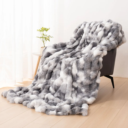 Faux Rabbit Fur Blanket for Bed,Thick & Warm Bed