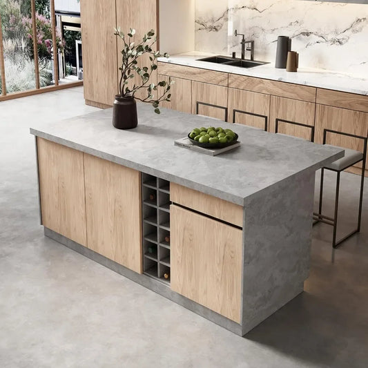 72'' Kitchen Island, with Storage Japandi Style Wood