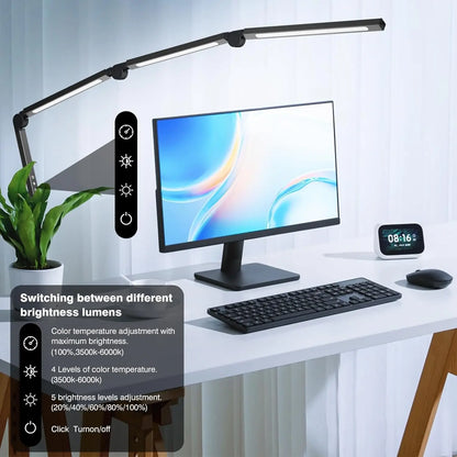 LED Desk Lamp with Clip, Multi-Angle Flexible 4-Segment