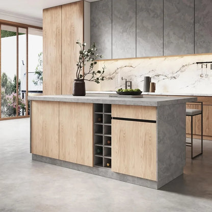 72'' Kitchen Island, with Storage Japandi Style Wood