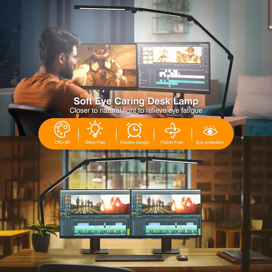 LED Desk Lamp with Clip, Multi-Angle Flexible 4-Segment