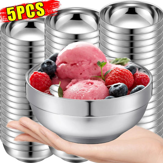 1/5pcs Stainless Steel Fruit Salad Bowls