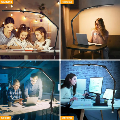 LED Desk Lamp with Clip, Multi-Angle Flexible 4-Segment