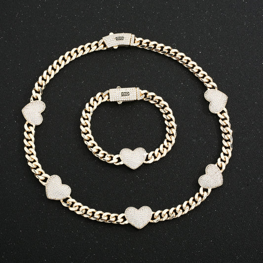 VCT Monaco Chain Women's Elegant Heart 14K Gold Plated