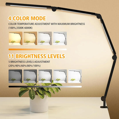 LED Desk Lamp with Clip, Multi-Angle Flexible 4-Segment