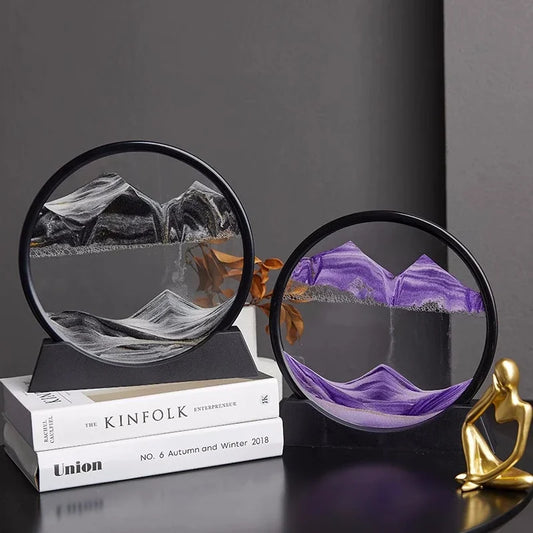 3D Moving Sand Art Picture Round Glass