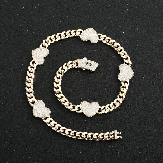 VCT Monaco Chain Women's Elegant Heart 14K Gold Plated