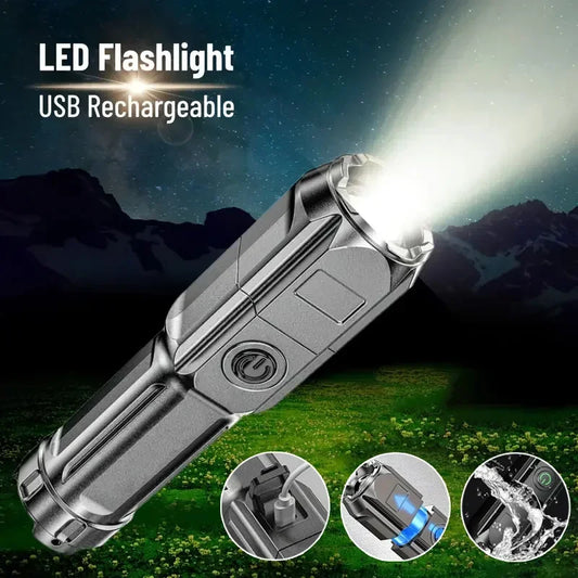 Powerful LED Flashlight Telescopic Zoom Tactical Torch
